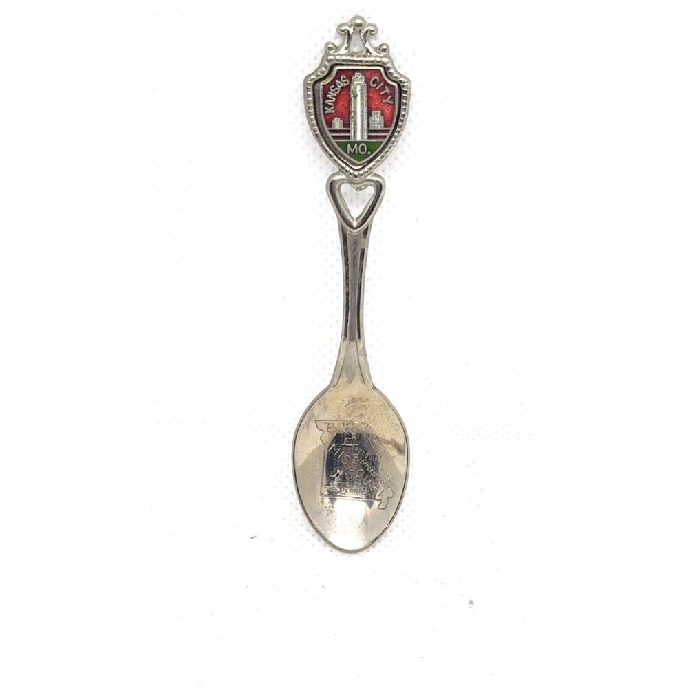 Vintage Kansas City MO Fort 1981 Etched Mini Silver Spoon Rare Collectible